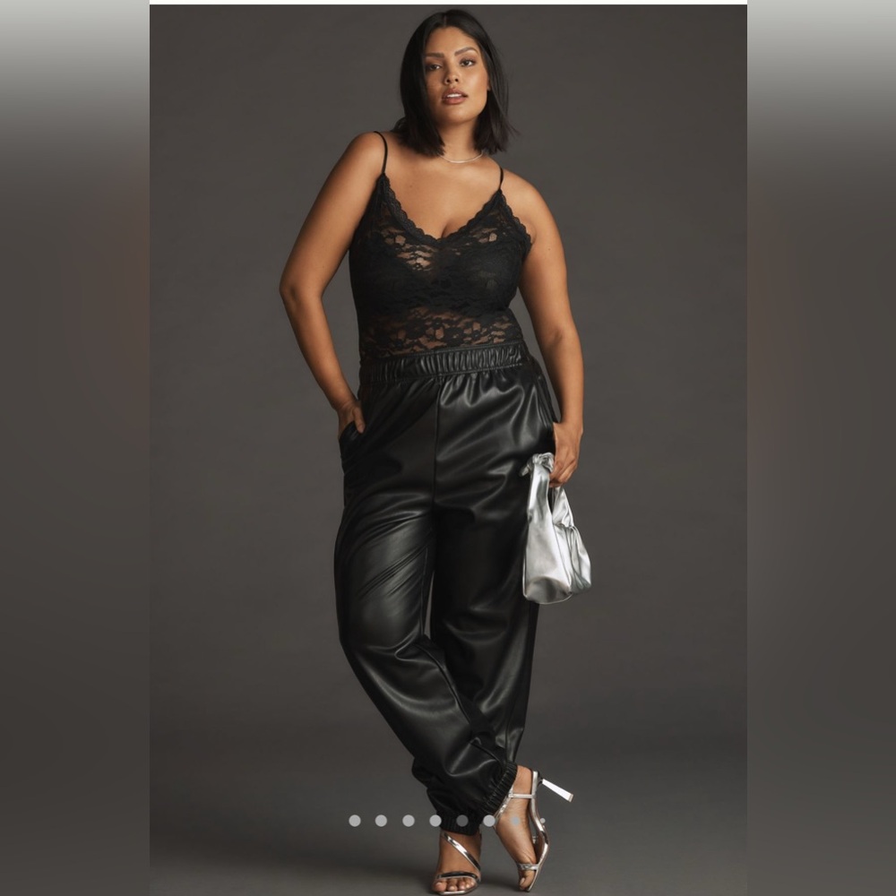Avec Les Filles Faux Leather Joggers